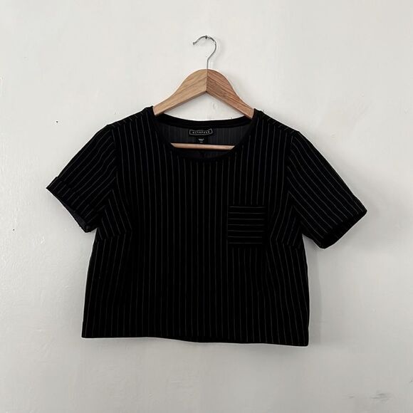 METAPHOR PINSTRIPE CROP TOP W/ POCKET - Picture 2 of 6